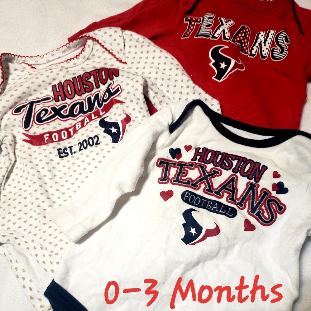3 Houston Texans long sleeve onesies